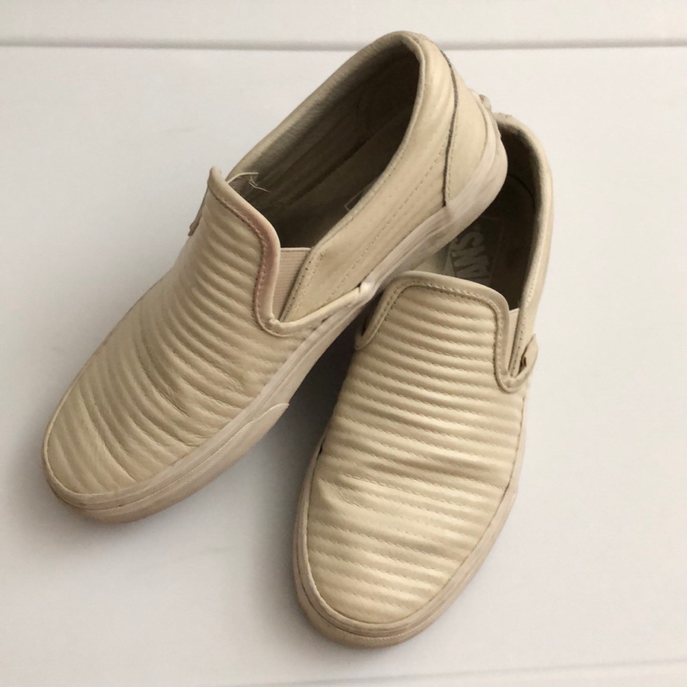 Cream Moto Leather Vans